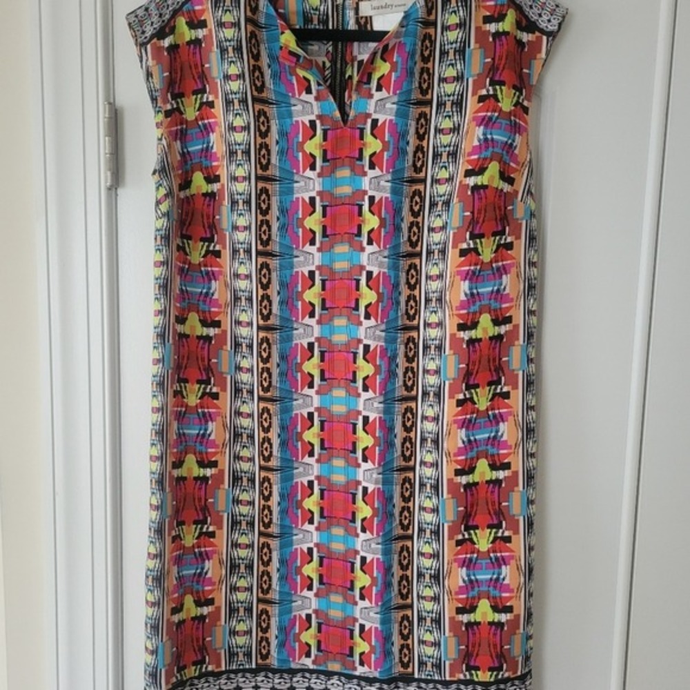 Laundry by Design Multi-Color Geometric Tunic Dress Size 6 | Boho Tribal Shift - Picture 5 of 8